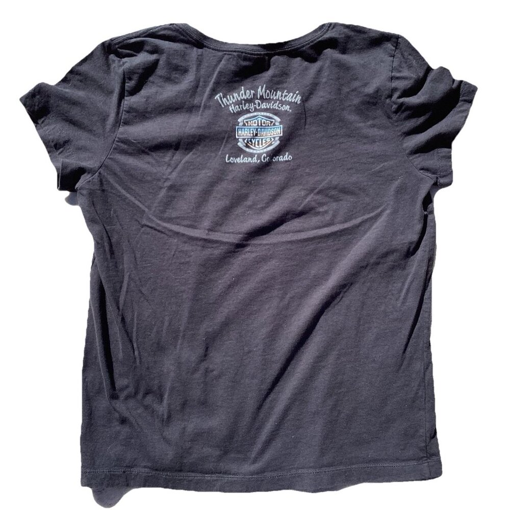 Harley Davidson Thunder Mountain Loveland Colorado Black Shirt Women’s XL - Picture 2 of 5